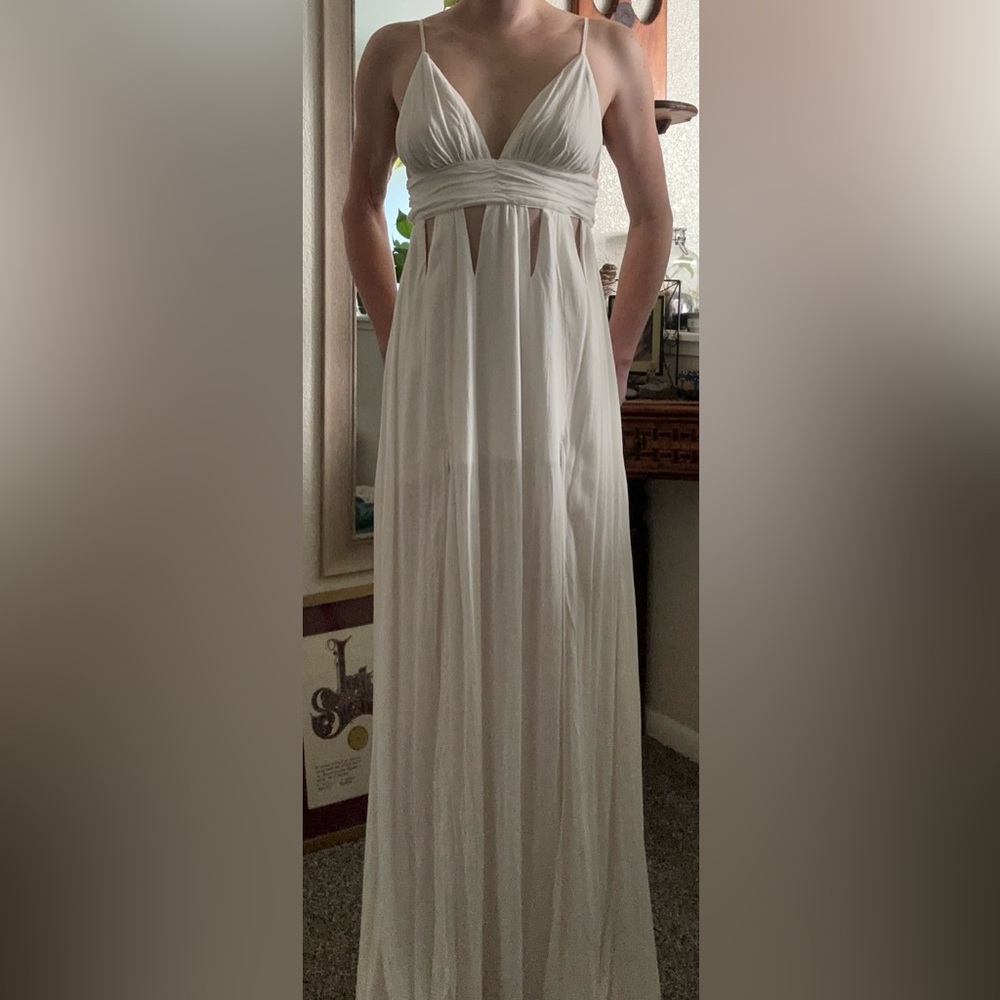 SHEIN White 100% Viscose Maxi Dress